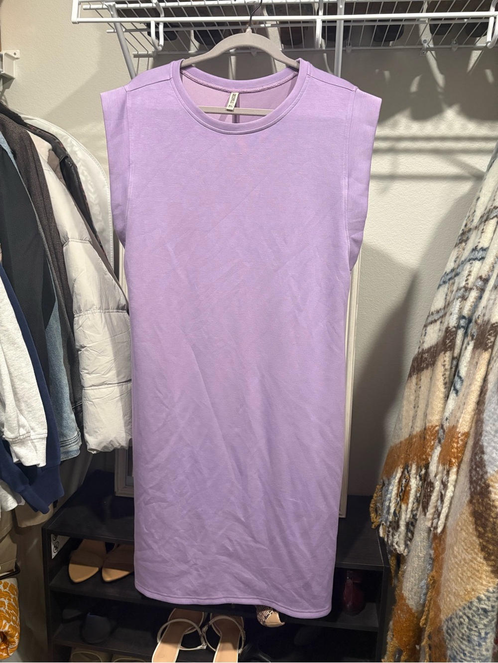 Sleeveless Lavender Midi Shift Dress - Women